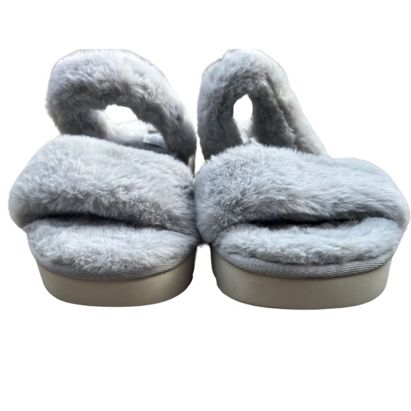 Koolaburra by Ugg double strap slide faux fur 10 gray slippers hard bottom - Picture 7 of 10